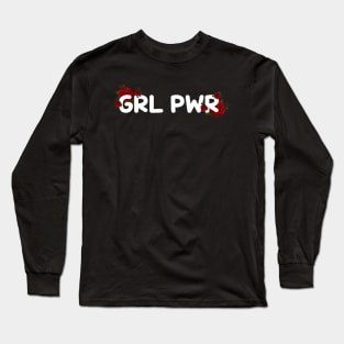 Girl Power with Rose Flower Long Sleeve T-Shirt